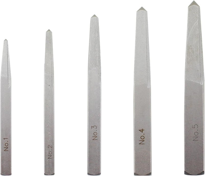 TAODAN 5PCS Silver Carbon Steel Straight Slotted Screw Extractor Set Damaged Bolt Removal Tools - Image 1